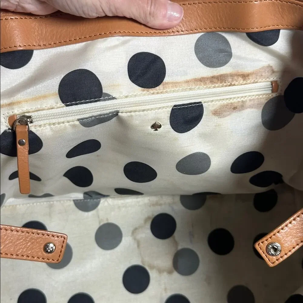 Kate Spade Chrystie Street Camel Tan Leather Bag Satchel Tote Saddle Classic